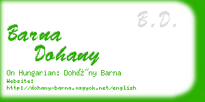 barna dohany business card